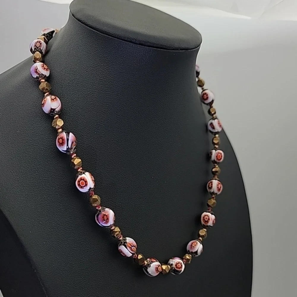 Murano Moretti Millefiori Venetian Glass Bead Necklace 15